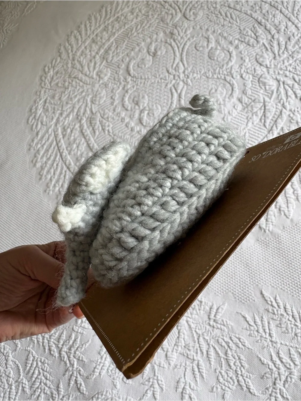 Hand crocheted baby elephant booties shoes 0-6 months